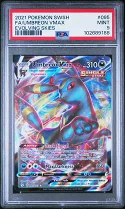 2021 POKEMON SWORD & SHIELD EVOLVING SKIES #095 FULL ART/UMBREON VMAX PSA 9 - Image 1
