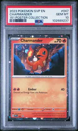 2023 POKEMON SVP EN-SV BLACK STAR PROMO 151 POSTER COLL #047 CHARMANDER PSA 10 - Image 1