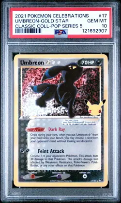 2021 POKEMON CELEBRATIONS CLASSIC COLLECTION #17 UMBREON-GOLD STAR PSA 10 - Image 1