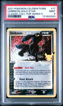 2021 POKEMON CELEBRATIONS CLASSIC COLLECTION #17 UMBREON-GOLD STAR PSA 9 - Image 1