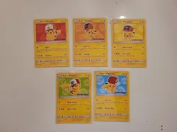 2017 Pokemon TCG - Sun & Moon Promo Ash's Pikachu Lot - SM 109 110 111 112 113 - Image 1