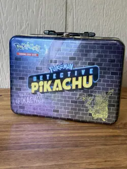 Pokemon TCG Detective Pikachu Collectors Chest Tin Lunch Box EMPTY TIN ONLY - Image 1