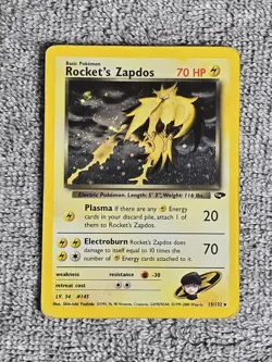 Rocket's Zapdos Holo Card Pokemon Gym Challenge 15/132 * Heavily Played See Pics - Image 1