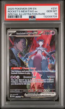 2025 POKEMON DRI EN-DESTINED RIVALS #231 TEAM ROCKET'S MEWTWO EX PSA 10 - Image 1