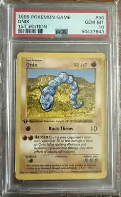 1999 POKEMON BASE SET 1ST EDITION #56 ONIX PSA 10 - Image 1
