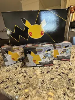 Pokemon Celebrations Sealed Lunch Tin X3 Sealed Prime Collection UPC - Image 1