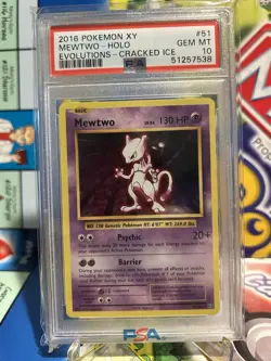 Pokemon Mewtwo XY Evolutions Cracked Ice Holo Rare #51 PSA 10 Gem Mint - Image 2