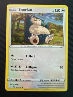 Pokemon TCG SWSH Cosmos Promo Snorlax 141/192 Rare Holo LP/MP - Image 1