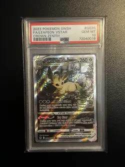 2023 POKEMON SWORD & SHIELD CROWN ZENITH #GG35 FULL ART/LEAFEON VSTAR PSA 10 - Image 1