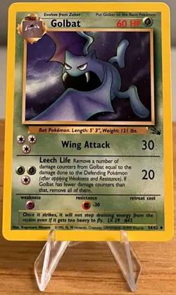 Golbat #42 Non-Holographic Pokemon Card Near Mint 34/62 Uncommon Fossil Set 1999 - Image 3
