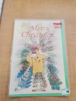 Pokemon Vintage 3D Post Card Christmas Pikachu TOMY Nintendo Psyduck Squirtle - Image 1