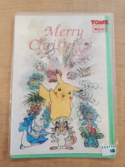 Pokemon Vintage 3D Post Card Christmas Pikachu TOMY Nintendo Psyduck Squirtle - Image 2