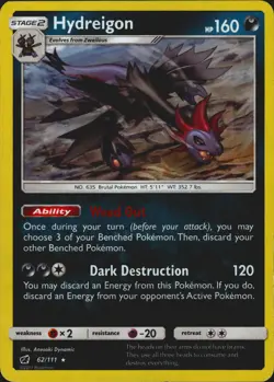 Hydreigon (Cracked Ice Holo) 62/111 Holo Rare Deck Exclusives Pokemon Card LP - Image 1