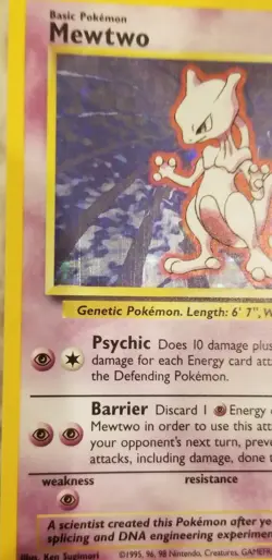 MEWTWO Holo Rare Pokemon Card 10/102 Original Base Set Near Mint Excellent - Image 3