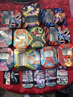 Lot Of Empty Pokemon Tins 11 Big And 4 Small - Image 1