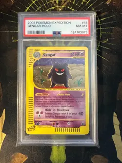 Pokemon Gengar 13/165 Expedition Holo SWIRL PSA 8 - Image 1