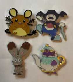 Pokemon Shining Fates Mad Party Pin Lot of 4 Dedenne Mr Rime Buneary Polteageist - Image 1