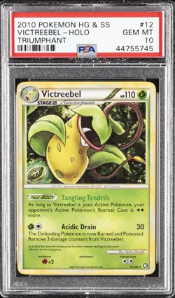 2010 POKEMON HEARTGOLD & SOULSILVER TRIUMPHANT #12 VICTREEBEL-HOLO PSA 10 - Image 1