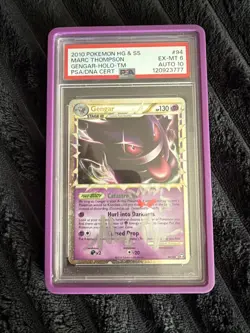 PSA 6 2010 Pokemon Heartgold & Soulsilver Prime Gengar 94 Marc Thompson Auto - Image 1