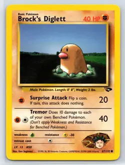 Pokemon Gym Challenge Brock's Diglett #067/132 - Image 1