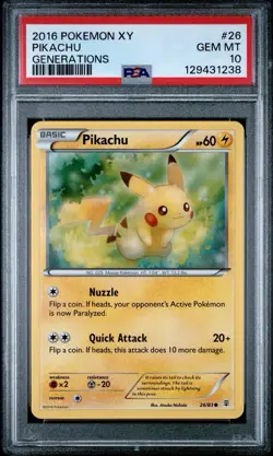 2016 Pokemon XY Generations Pikachu #26 PSA 10 - Image 1