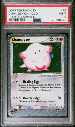 Pokemon TCG Chansey ex EX Ruby and Sapphire 96/109 Holo Ultra Rare PSA 9 Mint - Image 1
