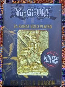 Yugioh Red-Eyes Black Dragon Limited Edition 24 Karat Gold Plated Metal Card New - Image 1