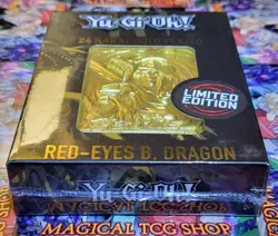 Yugioh Red-Eyes Black Dragon Limited Edition 24 Karat Gold Plated Metal Card New - Image 3