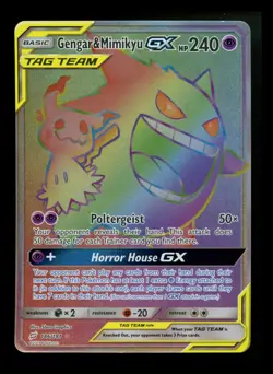 Gengar & Mimikyu GX 186/181 SM Team Up 2019 Secret Rare Tag Team Pokemon Card - Image 1
