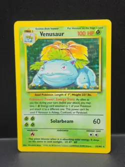 Pokemon TCG Venusaur Base Set Holo Unlimited Rare Card 15/102 1999 - Image 1