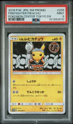 PIKACHU 209/SM-P | PSA 9 | Firefighter Japanese Promo Graded Pokemon Card - Image 1