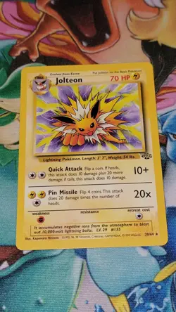 Jolteon 20/64 Jungle Regular Non Holo WOTC Vintage Pokemon Card NM - Image 1
