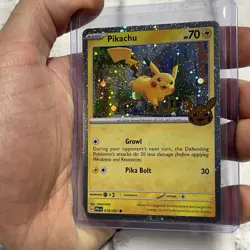 Pokemon 2024 Trick or Trade Pikachu 018/091 Cosmos Holo NM Pokemon Card SWIRL - Image 1