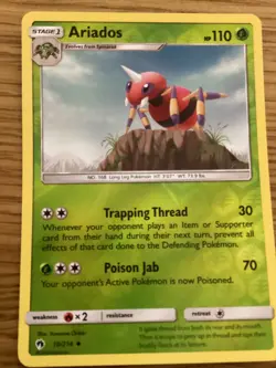 Ariados Pokemon Card 10/214 Reverse Holo- Used -Sun & Moon-Lost Thunder - Image 1