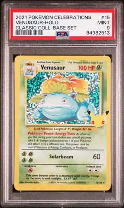 Pokemon TCG Venusaur 15/102 Celebrations: Classic Collection Holo PSA 9 Mint - Image 1