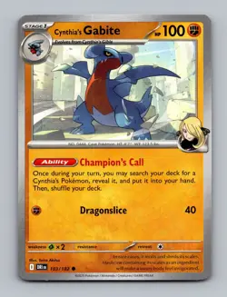 (2x PlaySet) Cynthia's Gabite 103/182 SV10: Destined Rivals Non Holo Pokemon NM - Image 1