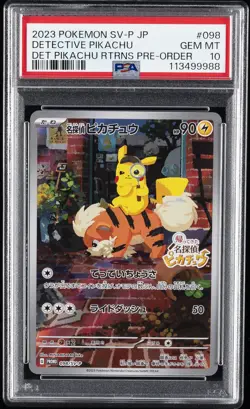 2023 POKEMON JAPANESE SV-P PROMO #098 DETECTIVE PIKACHU PSA 10 - Image 1
