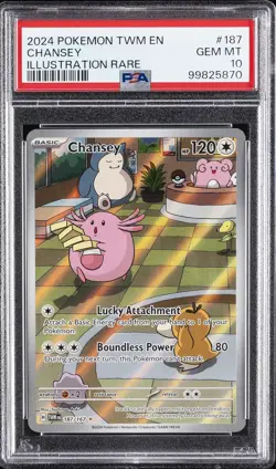 2024 POKEMON TWM EN-TWILIGHT MASQUERADE ILLUSTRATION RARE #187 CHANSEY PSA 10 - Image 1