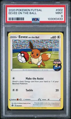2020 POKEMON FUTSAL #002 EEVEE ON THE BALL PSA 9 - Image 1