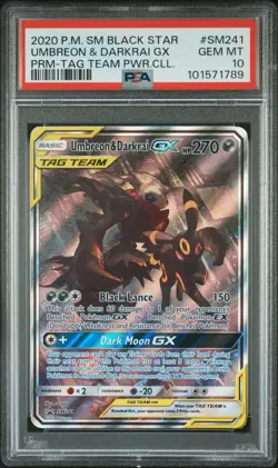 Pokemon Umbreon & Darkrai GX Tag Team Powers Coll. Full Art Promo SM241 PSA 10 - Image 1