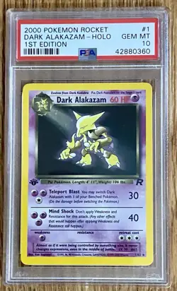 2000 Pokemon Rocket #1 Dark Alakazam-Holo 1st Edition PSA 10 - Image 1