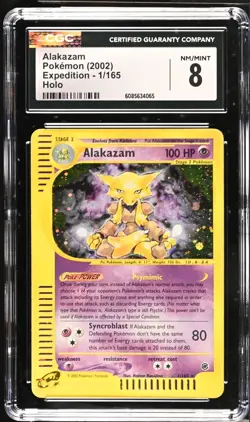 POKEMON CGC 8 Alakazam 1/165 2002 Expedition Rare Holo *4065 - Image 1