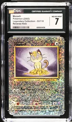 POKEMON CGC 7 NM Meowth 53/110 Legendary Collection Uncommon Reverse Holo *4058 - Image 1