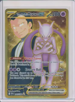 Pokemon TCG Mewtwo EX Team Rockets Gold Rare Card 240/182 Destined Rivals - Image 1