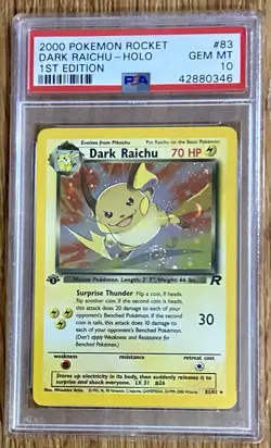2000 Pokemon Rocket #83/82 Dark Raichu-HOLO 1st EDITION! PSA 10 Beautiful Card! - Image 1
