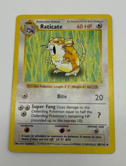 Base Set "Shadowless" Pokemon Cards (Lot of 3) Raticate, Weedle, & Sandshrew - Image 2