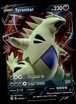 Tyranitar V Ultra Rare Fusion Strike 158/264, NM Pokemon Card - Image 1