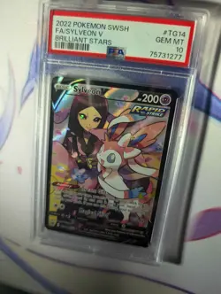 2022 POKEMON SWORD & SHIELD BRILLIANT STARS #TG14 FULL ART SYLVEON V | PSA 10 - Image 2