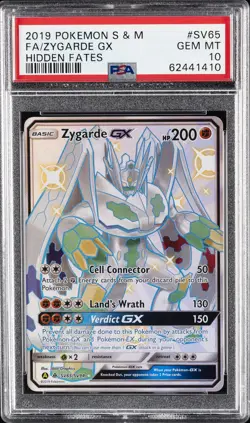 2019 POKEMON SUN & MOON HIDDEN FATES #SV65 FULL ART/ZYGARDE GX PSA 10 - Image 1