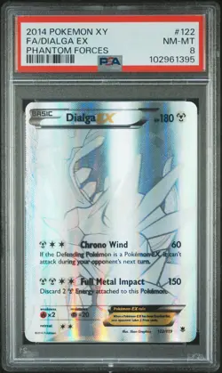 2014 POKEMON XY PHANTOM FORCES #122 FULL ART/DIALGA EX PSA 8 - Image 1